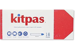 Kitpas Crayon Medium 16 Colours - Bright, Bold Crayons for Almost any Surface including Paper, Glass and Mirrors