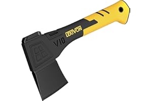 LEXIVON V10 Hacha de Camping de Longitud: 25 CM | Agarre ergonómico TPR, Mango Compuesto Ligero de Fibra de Vidrio | Funda Protectora incluida (LX-V10)