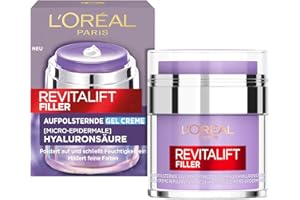 ‎L'OREAL PARIS L'Oréal Paris Aufpolsternde Gel-Creme für Frauen: polstert Fältchen intensiv auf mit Hyaluronsäure, Niacinamide, Glycerin und Ceramide, Revitalift Filler, 1x 50ml