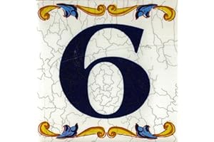 TORO DEL ORO. Números casa. Números y Letras en azulejo. Calca cerámica. Estilo craquelé. Nombres y direcciones. Diseño Craquelé 7,5 x 7,5 cms (6)