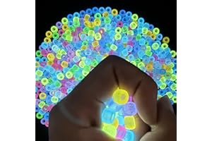 LYMOOR 1200 Glow in The Dark Pony Beads, Shine Pony Beads Bulk, Assorted Colors Mixed, Kandi Hair Bead Bracelet Making Kit, Crafts Necklace Jewelry DIY Gifts