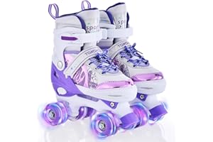 ‎TOMSHOO TOMSHOO Rollschuhe Kinder, Roller Skates mit 4 Größen Verstellbar, LED Rädern, Mehrere Größenoptionen, für Weihnachts und Geburtstags Geschenke