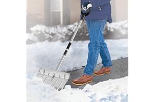 FLY HAWK Pala de Nieve de Aluminio, 42 * 32cm Pala Quita Nieve con Borde Reforzado de Acero Inoxidable y Aluminio con Mango en D
