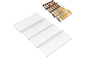 xyuayamz Especieros para Cocina Cajon, Organizador Especias Cajones, Spice Rack Drawer Extensible de 30 a 60 cm, Soporte Especiero Cajón para Cocina Encimera Armario, Acrílico, 4 Piezas, Transparente