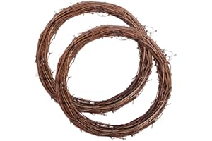 JIAJIAYI 2 PCS Large Natural Grapevine Wreathes Vine Branch Wreath Christmas Rattan Wreath Hand-woven Rings Rattan Wreaths for DIY Wreath Xmas Halloween Easter Wall Hanging or Wedding Decors (30CM)