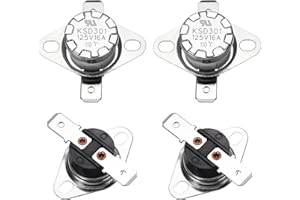 sourcing map 2pcs KSD301 Thermostat 110°C/230°F 16A Normally Closed N.C Adjust Snap Disc Temperature Switch for Microwaves,Oven,Coffee Maker,Bakelite Material