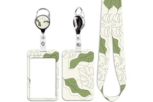 Juanooo ID Lanyard Card Holder & Retractable Badge Reel Clip Cute Key Keychain Lanyard for ID Badges for Women Girls Teachers Preepy Key Card Lanyard ID Holder(Simple Leaf)