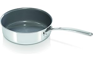 Bekaline 13415254 Tri Lux Sauteuse + couvercle en acier inoxydable Triply intérieur céramique 24 cm, Argenté