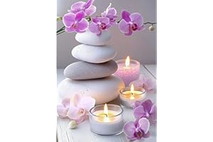 QENSPE Bricolage Diamond Painting Kit pour Adulte Débutant, Bougies Orchidées Peinture Diamant, 5D Ronde Diamants Painting Image pour Décoration Murale Maison Cadeau 30x40cm