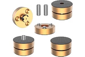Tertullus 4 Sets Aluminum Subwoofer Speaker Feet Gold With Shock-Absorbing Beads,39×21mm Hifi Turntable Adjustable Feet For Hifi Devices Amplifier Turntable Dac Recorder Cd