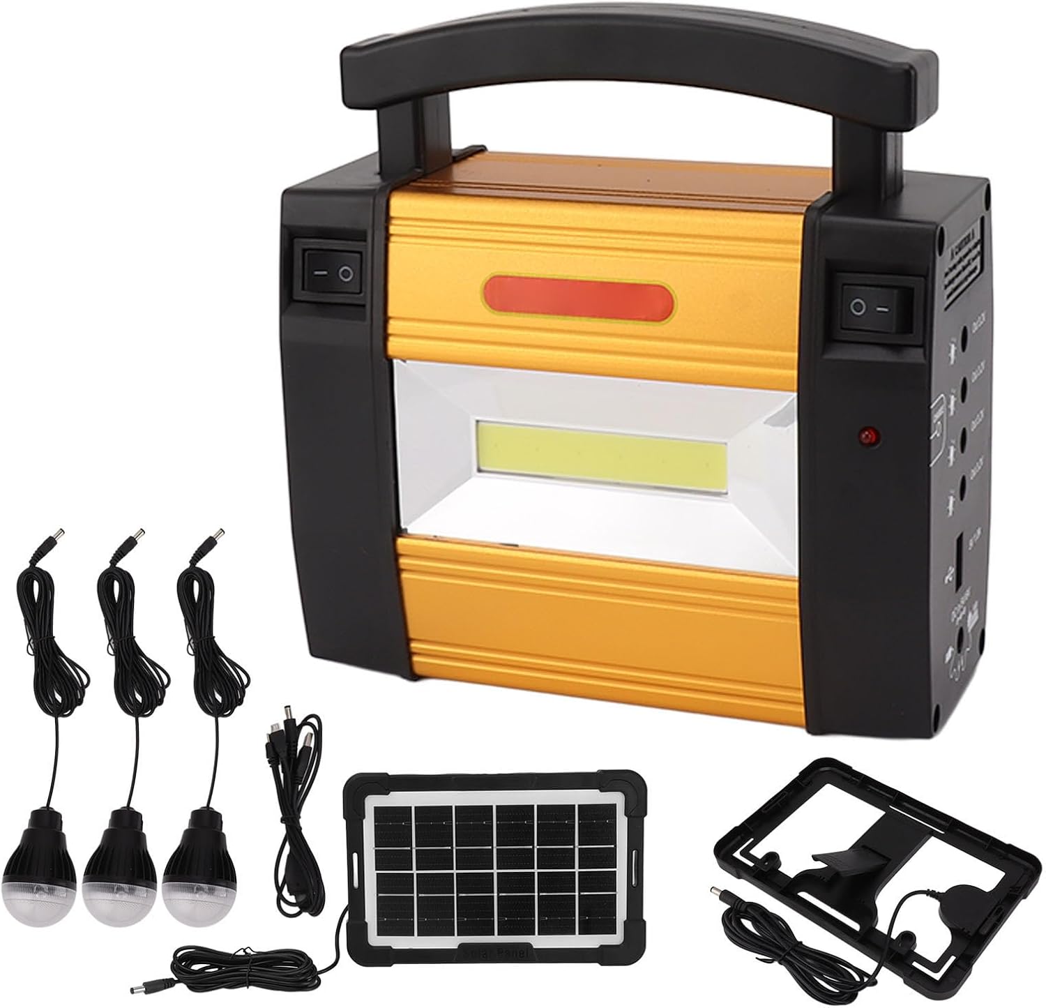 Estación de Energía Portátil, Generador Solar de 5000 MAh con Panel Solar, 3 Bombillas, Linterna LED, Banco de Energía Solar para Emergencias de Camping, Apagón en el Hogar,