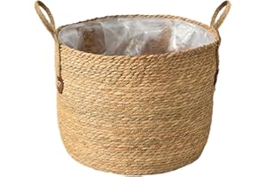 LIUWEIBIN Maceta Original,Maceta Interior de Gran Tamaño Elegante,Soporte para Plantas Interior,Cubierta de Mimbre Trenzado Planta Interior Moderna y Elegante(M)