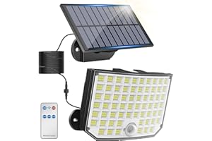 KagoLing Solarlampen für Außen, 256 LED 3 Modi Solarleuchte Aussen mit Bewegungsmelder, IP65 Wasserdichte 180°Beleuchtungswinkel Solar Wandleuchte Aussen mit 5m Kabel für Garten, Hof, Garage-1Stück