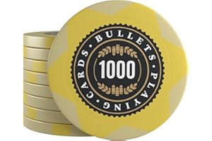 Bullets Playing Cards, 25x Clay Pokerchips Adriana für Pokerset, Verschiedene Werte, 4cm Durchmesser, Gewicht 14g (1000er)