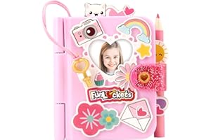 FUNLOCKETS Carnet, mini carnet ou journal verrouillable avec plus de 15 surprises cachées. Carnet rose.