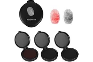 PZJFH 3 PCS Fingerprint Ink Pad, Ink Pad for Fingerprints, Quick Drying Fingerprint Kit Portable, Ink Pad for Identification and Security ID (Black+Red)