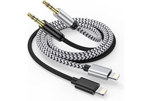 GAEF Aux auf Lightning Kabel 2Stück, Aux Kabel iPhone [MFi-zertifiziert] Apple Adapter Lightning auf Klinke 3.5mm Audio Kabel für iphone 14 13 12 11 Pro Plus X XS XR SE 7 8, für kopfhörer/Auto/Lautsprecher