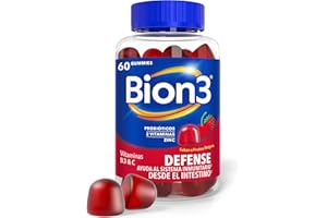 BION 3 Bion3 Gummies Defense, Complemento Alimenticio Multivitamínico para Ayudar al Sistema Inmunitario¹ con Probióticos, Vitamina C, Vitamina B3 y Zinc, 60 gummies, para 1-2 meses de uso