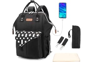 ANKÖMMLING Multifunktionaler Mama-Rucksack, Wasserdichter Wickelrucksack mit großem Fassungsvermögen mit Wickelunterlage, Kinderwagengurten und USB-Anschluss, Wickeltasche für Mama und Papa