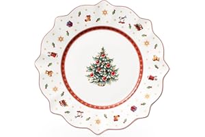 Villeroy & Boch Toy's Delight 1485852642 Piatto Dessert in Porcellana a Tema Natalizio, Bianco/Multicolore, 240 mm, 1 Pezzo
