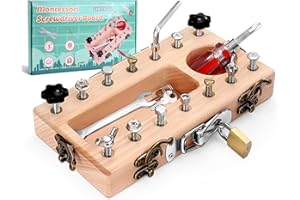 Cofvetia Werkzeugkoffer Kinder Spielzeug ab 3 4 5 Jahre, Montessori Busy Board Spielzeug, Holz Schraubbrett Kinderspielzeug mit Zubehör, Geschenke für Jungen und Mädchen