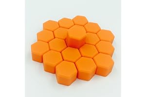 BIZNON Car Decorative Rust Protection Silicone Dust-proof Lug Nut Cap Styling Nut Cover Hub Bolt Car accessories Interior Wheel Covers 17mm 19mm 21mm (Orange, 17mm)