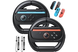FASTSNAIL Switch 2/1/OLED Kompatibel Lenkrad, Anti-Rutsch Lenkräder für Nintendo Switch für Joy Con 2/1, Controller Zubehör für Mario Kart World- Switch 2（2 x Schwarz