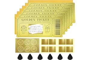 TEYOMI 6 Carte à gratter Golden Ticket avec enveloppe,ticket surprise à gratter et à révéler pour écrire votre propre spécial pour anniversaire, cadeaux pour petite amie,carte de Saint-Valentin,carte de Noël