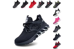 Hitmars Trampki bezpieczne z oddychającą stalową końcówką, antypoślizgowe EU 36-48, C Schwarz, 44 EU