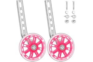 Youyijia 2 Pack Cycling Training Wheels Mute Flash Kids Bike Stabilisers Support Wheels for 12 14 16 18 20 Inch Bicycle