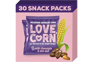 LOVE CORN Milk Chocolate & Sea Salt Crunchy Corn Snack 15g x 30 Bags – Multipack Snacks Ideal for Gluten Free Diets – Gift – Perfect To Graze On