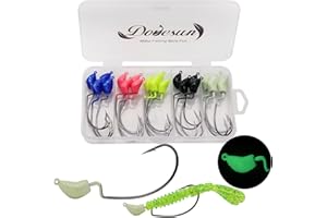 Dovesun Fishing Jig Heads Fishing Hooks Offset Hook Jig Heads for Fishing Jig Heads for Bass Fishing 3.5g, 5g, 7g, 10g, 14g