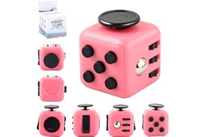Yeefunjoy Juguete Antiestrés Cube, Fidget Toy con 6 Módulos Relajantes Diferentes, Finger Toys Mejorar los Malos hábitos, Juguetes Aliviar el Estrés Ansiedad Regalo para Adultos y Niños (Rosado)
