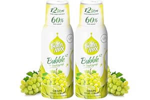 2 paquetes - FruttaMax - Concentrado de jarabe de frutas | Menos azúcar | con un 60% de contenido de fruta | adecuado para máquina de refrescos (2 x 500 ml) (2 x Uva)