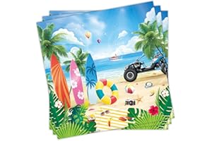LOMYLM 20pcs Summer Beach Party Decorations Napkins Paper, Summer Table Decorations Serviettes Colourful Beach Pattern Napkins Disposable, Summer Beach Hawaiian Pool Party Tableware Decorations, 33 * 33cm