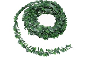 FENGRUI 1Pcs 7.5 M / 24.6Ft Garland Foliage Green Leaves Artificial Wreath Fake Vine,Artificial Garlands Green Leaves Realistic Fake Aesthetic Hangin Vines for Home Garden Accessories Wedding Party Wall Decor