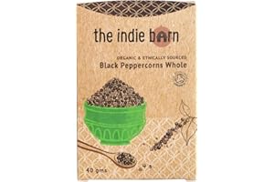 THE INDIE BARN LTD The Indie Barn Organic and Ethically Sourced Black Peppercorns Whole 40g| Premium, No additives, Natural| High in Piperine