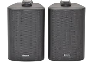 LOOPS Pair 3" 2 Way Compact Stereo HiFi Speakers 60W 8Ohm Black Mini Wall Mounted ABS