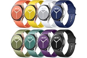 Upeak Pasek kompatybilny z Samsung Galaxy Watch 4 40 mm, 44 mm / Galaxy Watch 4 Classic 42 mm, 46 mm, 20 mm, silikonowy pasek sportowy do Samsung Galaxy Watch 4/4 Classic, dla kobiet i mężczyzn, 8 sztuk