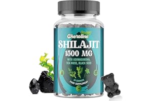 CHEROLINE Shilajit Sea Moss and Ashwagandha Gummies 1500mg Per Serving, Enriched with 60% Fulvic Acid & 85+ Trace Minerals, High Strength Complex for Energy, More Convenient Than Resin (60 Count (Pack of 1))