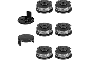PERMUST Pack of 6 Bosch Grass Trimmer Spool, Diameter 1.6 mm Length Replacement Spool Compatible with Bosch, Suitable for Cordless Grass Trimmer EasyGrassCut + 2 Pieces Alternative Lids, F016800569/F016800385