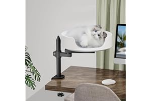 NestChroix Katzenbett für Schreibtisch Erhöhtes Katzenhaus über Schreibtisch Hält Kätzchen Katze nah und Arbeitsbereich Klarer Katzenkasten mit Haustier-Kissen (45° drehbare Stange)