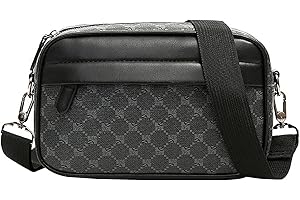 DAZZLUXE Sac à bandoulière pour homme, grand et résistant, tendance décontracté Noir/Gris