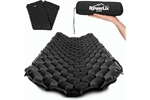POWERLIX Materassino Campeggio Ultraleggero Ideale per Campeggio, Escursionismo, All'aperto, Materasso Gonfiabile Compatto e Leggero - Airpad, Kit di Riparazione Borsa per il Trasporto