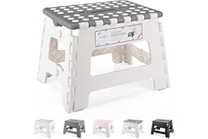HOUSE DAY Składany stołek 22 cm, solidny składany stołek z uchwytem do przenoszenia, składany krok z antypoślizgową powierzchnią, dla dzieci i dorosłych, przenośna konstrukcja do kuchni, łazienki, na
