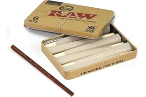 SMITH & FRANK Lot de 6 cônes pré-roulés King Size dans une boîte métallique RAW + tisonnier en bois – SF1021