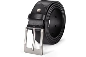 J.Fée Cintura Uomo Pelle Cinture da Uomo, 35mm Larghezza, Cintura con Fibbia Quadrata Argentata, Nera Cinture o Marrone Cinta, Regalo Signore Regali Natale, 110 120 130CM