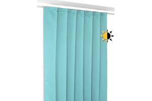 BEAUTEX Verdunkelungsgardine mit Kräuselband U-Band, Blackout Vorhang Blickdicht abdunkelnd, Größe und Farbe wählbar (Breite 140 cm. Höhe 145 cm, Himmelblau)