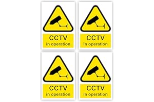 INKATI 4-Pack "CCTV In Operation" Self Adhesive Signs / 7x10cm Each (Pack of 4) / Portrait Orientation Removable & Wipeable/Indoor or Outdoor Stickers/Gloss Finish /
