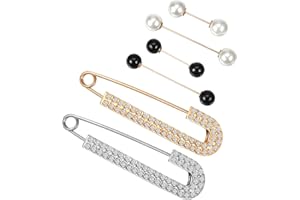 BREMOROU 6 Stück Broschennadeln Brosche Damen Ausschnitt Verkleinern Strass Broschen für Kleidung Perlen Sicherheitsnadeln Klein Perle Pullover Schal Clips Anstecknadeln für Damen Kleid Hosen Rock Taille
